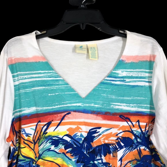 Vintage Caribbean Joe 3/4” Sleeve Blouse, Beach, Island Vibes Coastal Grandma - Picture 3 of 6